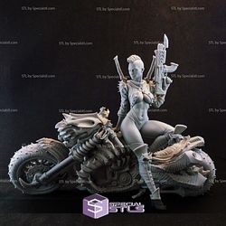 Cyber Metal Biker Chick STL Miniatures