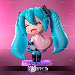 Miku Chibi Valentine Digital Sculpture