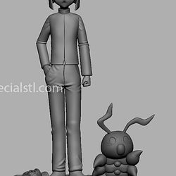 Ken Ichijouji and Wormmon Digimon Printable Models