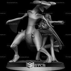 Cynthia with Garchomp Pokemon V2 Digital Sculpture