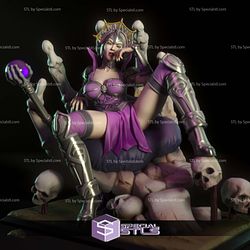 Evil Lyn Skull Throne Digital 3D Sculpture
