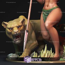 Lioness And Panther Digital 3D Sculpture
