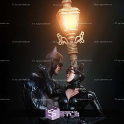 Batman and Catwoman in the Light of Dark Diorama Digital Sculpture