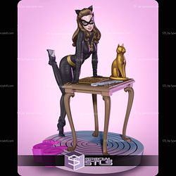 Catwoman Standing by Table 3D Printer Files