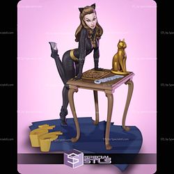 Catwoman Standing by Table 3D Printer Files