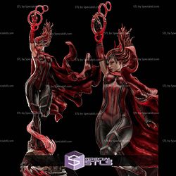 Red Scarlet Witch 3D Model Sculpture