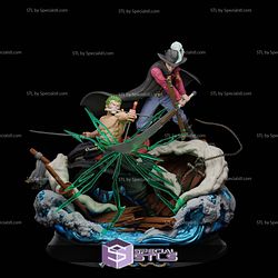 Zoro vs Mihawk One Piece Diorama 3D Model Sculpture