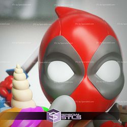 Chibi STL Collection - Deadpool on Unicorn 3D Model Sculpture