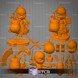 Chibi STL Collection - Deadpool on Unicorn 3D Model Sculpture