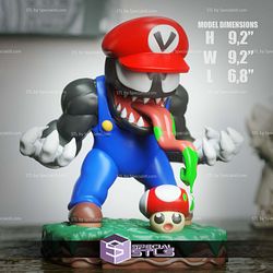 Chibi STL Collection - Venom Mario 3D Model Sculpture