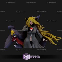 Cynthia with Garchomp Pokemon V2 3D Print Sculpture