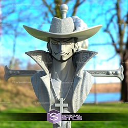 Dracule Mihawk Bust One Piece 3D Model Sculpture