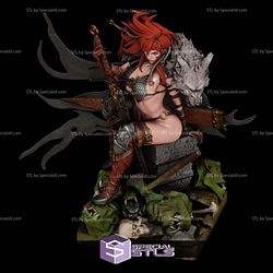 Red Sonja and the Wolf 3D Print Sculpture