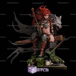 Red Sonja and the Wolf 3D Print Sculpture