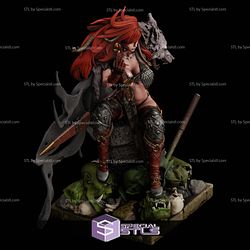 Red Sonja and the Wolf 3D Print Sculpture