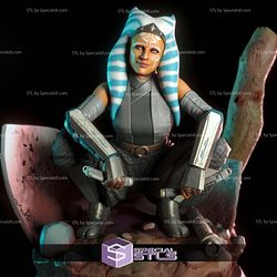 Ahsoka Tano Squatting Pose Digital 3D Sculpture