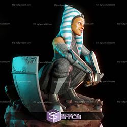 Ahsoka Tano Squatting Pose Digital 3D Sculpture