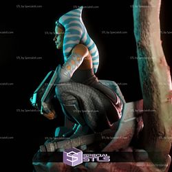 Ahsoka Tano Squatting Pose Digital 3D Sculpture