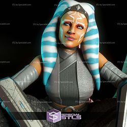 Ahsoka Tano Squatting Pose Digital 3D Sculpture