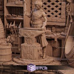 Lara The Blacksmith Diorama 3D Printer Files