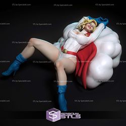 Power Girl Lying on Cloud Digital 3D Sculpture