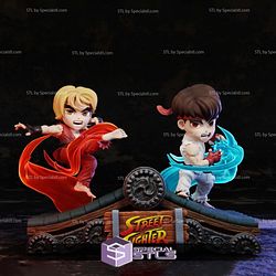 Street Fighter Ryu and Ken Chibi Diorama 3D Printer Files