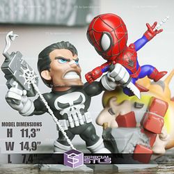 Chibi STL Collection - Spiderman vs Punisher