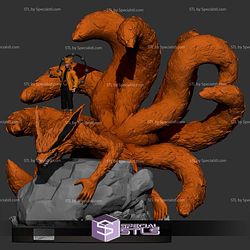 Naruto Standing on Kurama 3D Printing Models