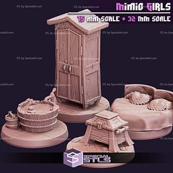 Wash Tub Mimic Girl Collection 3D Printing Models