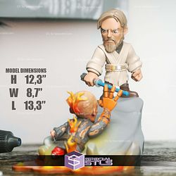 Chibi STL Collection - Obi Wan Kenobi Defeat Anakin