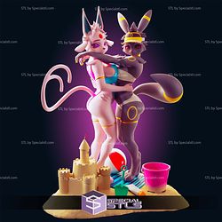 Espeon and Umbreon Eevee Girl Pokemon Digital STL Files