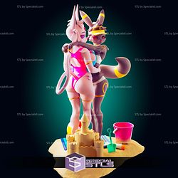 Espeon and Umbreon Eevee Girl Pokemon Digital STL Files