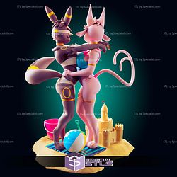 Espeon and Umbreon Eevee Girl Pokemon Digital STL Files