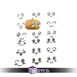 Various Pumpkin Head Face and Head for Halloween STL Files