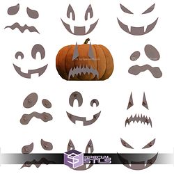 Various Pumpkin Head Face and Head for Halloween STL Files