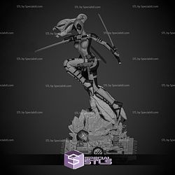 Lady Deadpool Attack Pose Rock Base STL Printer Files