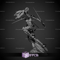 Lady Deadpool Attack Pose Rock Base STL Printer Files