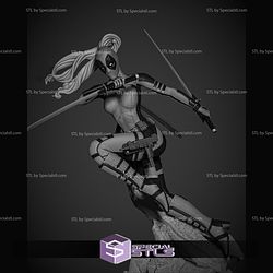 Lady Deadpool Attack Pose Rock Base STL Printer Files