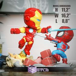 Chibi STL Collection - Iron Man vs Spider-Man