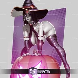 Witch Raven Pin Up Digital STL Files