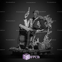 Two Face and Gun on Chair 3D Print Files