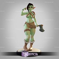 Ork Girl and Axe 3D Print Files