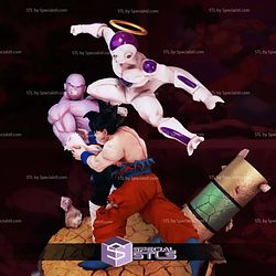 Goku and Frieza Fight Jiren Sculptures 3D Printing