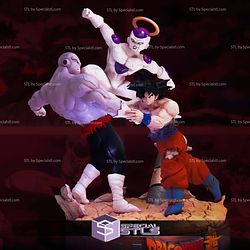 Goku and Frieza Fight Jiren Sculptures 3D Printing