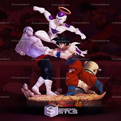 Goku and Frieza Fight Jiren Sculptures 3D Printing