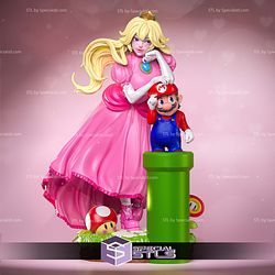 Princess Peach Pink Dress Sculptures 3D Printing