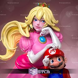 Princess Peach Pink Dress Sculptures 3D Printing