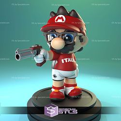 Chibi Mario Shooter Sculptures 3D Printing