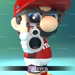 Chibi Mario Shooter Sculptures 3D Printing