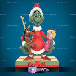 Grinch and Max and Cindy-Lou Sculptures 3D Printing